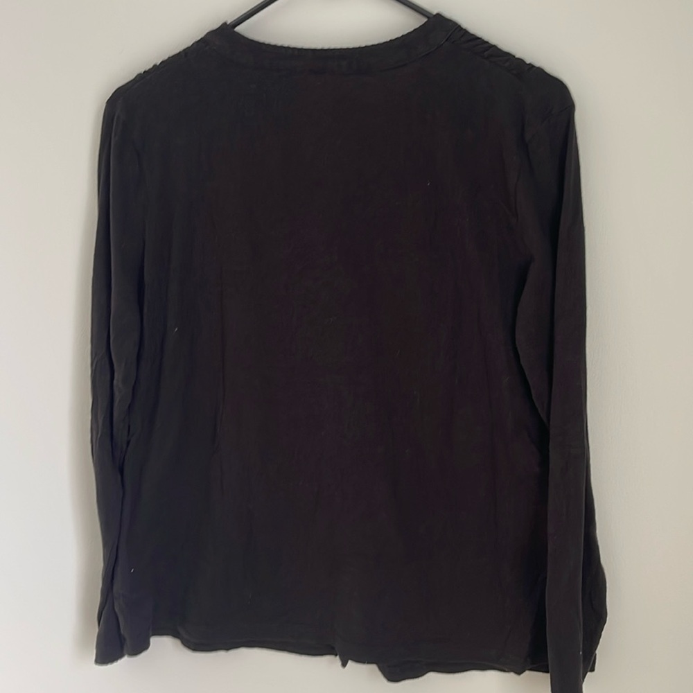 L.L.Bean embroidered V-Neck black women’s Medium button down cardigan top - Picture 3 of 10